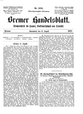 Bremer Handelsblatt Samstag 12. August 1871