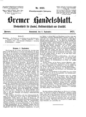 Bremer Handelsblatt Samstag 2. September 1871