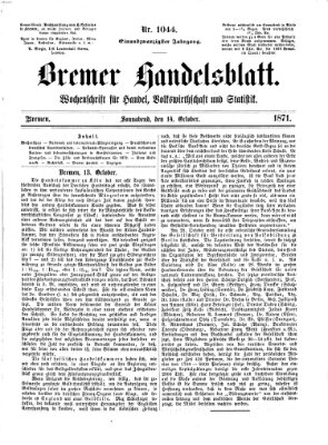 Bremer Handelsblatt Samstag 14. Oktober 1871