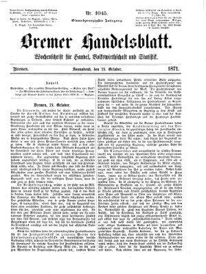 Bremer Handelsblatt Samstag 21. Oktober 1871