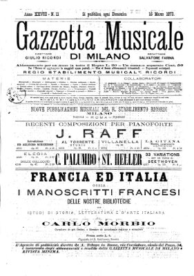 Gazzetta musicale di Milano Sonntag 16. März 1873