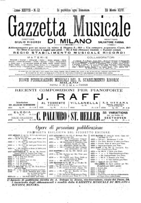 Gazzetta musicale di Milano Sonntag 23. März 1873