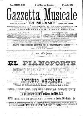 Gazzetta musicale di Milano Sonntag 27. April 1873