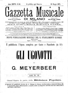 Gazzetta musicale di Milano Sonntag 25. Mai 1873