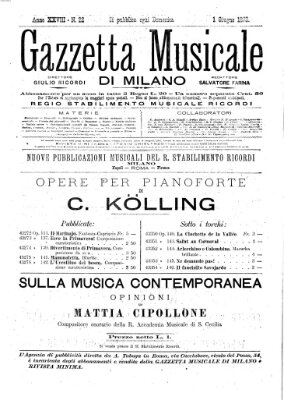 Gazzetta musicale di Milano Sonntag 1. Juni 1873