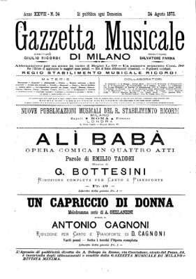 Gazzetta musicale di Milano Sonntag 24. August 1873