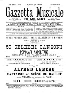 Gazzetta musicale di Milano Sonntag 26. Oktober 1873