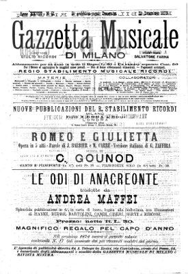 Gazzetta musicale di Milano Sonntag 21. Dezember 1873