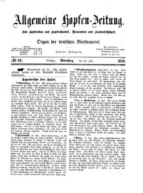 Allgemeine Hopfen-Zeitung Dienstag 26. Juli 1870