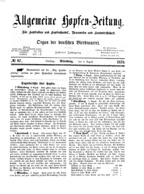 Allgemeine Hopfen-Zeitung Dienstag 9. August 1870