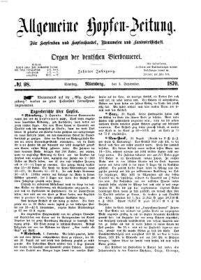 Allgemeine Hopfen-Zeitung Samstag 3. September 1870