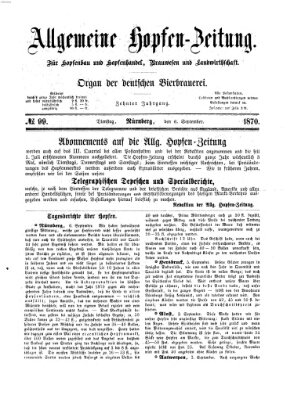 Allgemeine Hopfen-Zeitung Dienstag 6. September 1870