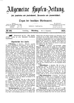 Allgemeine Hopfen-Zeitung Donnerstag 8. September 1870