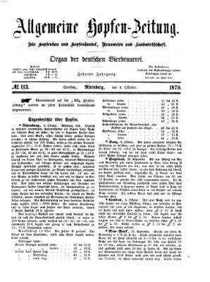 Allgemeine Hopfen-Zeitung Samstag 8. Oktober 1870