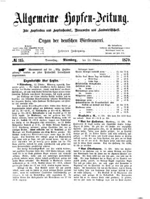 Allgemeine Hopfen-Zeitung Donnerstag 13. Oktober 1870