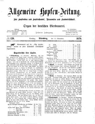 Allgemeine Hopfen-Zeitung Dienstag 15. November 1870