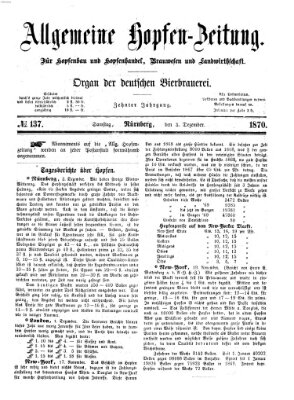 Allgemeine Hopfen-Zeitung Samstag 3. Dezember 1870