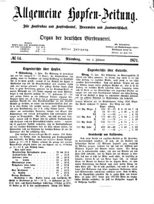 Allgemeine Hopfen-Zeitung Donnerstag 2. Februar 1871