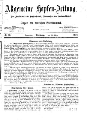 Allgemeine Hopfen-Zeitung Donnerstag 30. März 1871