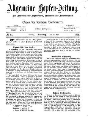 Allgemeine Hopfen-Zeitung Samstag 15. April 1871