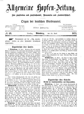 Allgemeine Hopfen-Zeitung Dienstag 25. April 1871