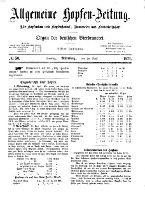 Allgemeine Hopfen-Zeitung Samstag 29. April 1871