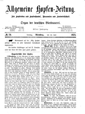 Allgemeine Hopfen-Zeitung Dienstag 20. Juni 1871