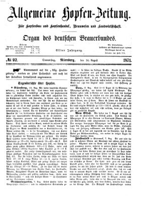 Allgemeine Hopfen-Zeitung Donnerstag 10. August 1871