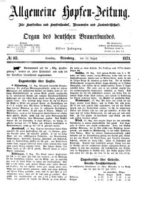 Allgemeine Hopfen-Zeitung Samstag 12. August 1871