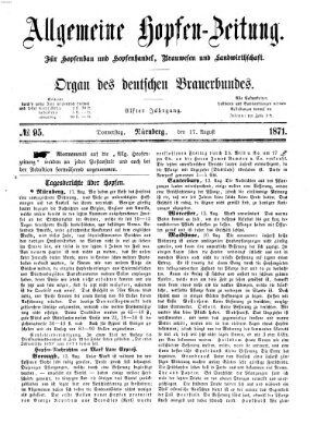 Allgemeine Hopfen-Zeitung Donnerstag 17. August 1871