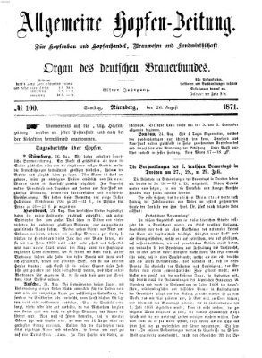 Allgemeine Hopfen-Zeitung Samstag 26. August 1871