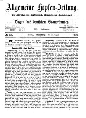 Allgemeine Hopfen-Zeitung Dienstag 29. August 1871