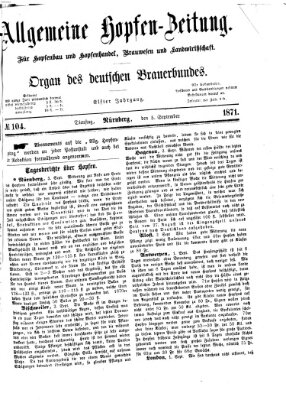 Allgemeine Hopfen-Zeitung Dienstag 5. September 1871