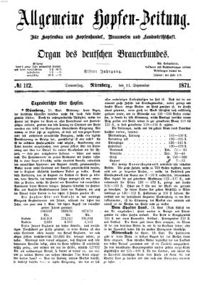 Allgemeine Hopfen-Zeitung Donnerstag 21. September 1871