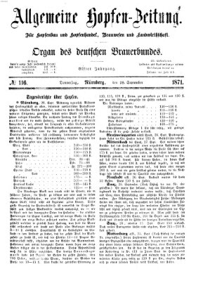 Allgemeine Hopfen-Zeitung Donnerstag 28. September 1871