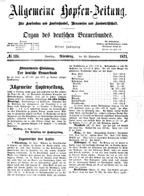 Allgemeine Hopfen-Zeitung Samstag 30. September 1871