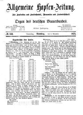 Allgemeine Hopfen-Zeitung Donnerstag 2. November 1871