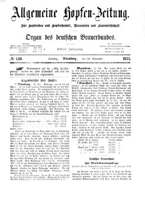 Allgemeine Hopfen-Zeitung Samstag 18. November 1871