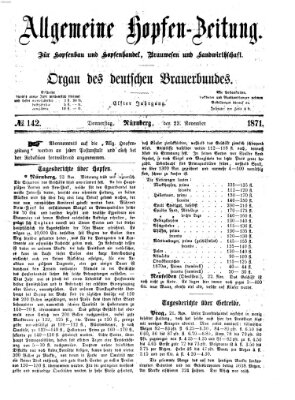 Allgemeine Hopfen-Zeitung Donnerstag 23. November 1871