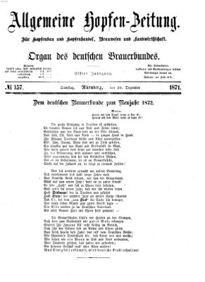 Allgemeine Hopfen-Zeitung Samstag 30. Dezember 1871