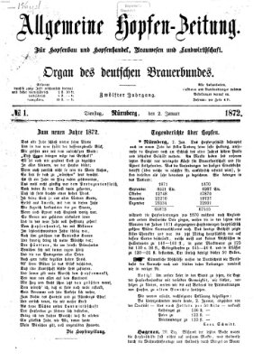 Allgemeine Hopfen-Zeitung Dienstag 2. Januar 1872