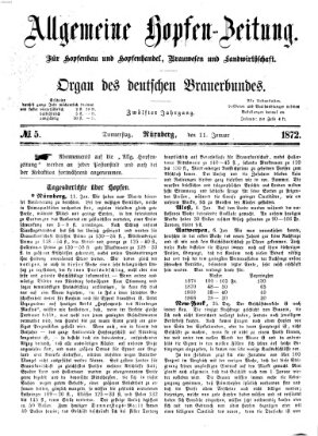 Allgemeine Hopfen-Zeitung Donnerstag 11. Januar 1872