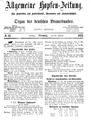 Allgemeine Hopfen-Zeitung Dienstag 20. Februar 1872