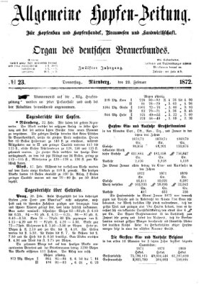 Allgemeine Hopfen-Zeitung Donnerstag 22. Februar 1872