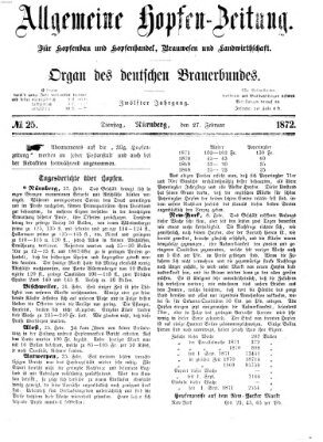 Allgemeine Hopfen-Zeitung Dienstag 27. Februar 1872