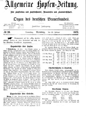 Allgemeine Hopfen-Zeitung Donnerstag 29. Februar 1872