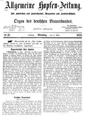 Allgemeine Hopfen-Zeitung Samstag 2. März 1872