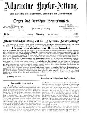 Allgemeine Hopfen-Zeitung Samstag 23. März 1872