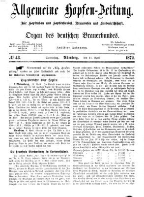 Allgemeine Hopfen-Zeitung Donnerstag 11. April 1872