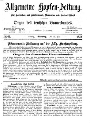 Allgemeine Hopfen-Zeitung Samstag 15. Juni 1872